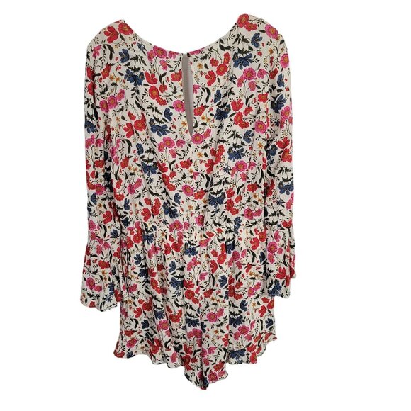American Eagle Outfitters Size L Romper Floral Adjustable Neck Bell Sleeve Flowy - Picture 2 of 11